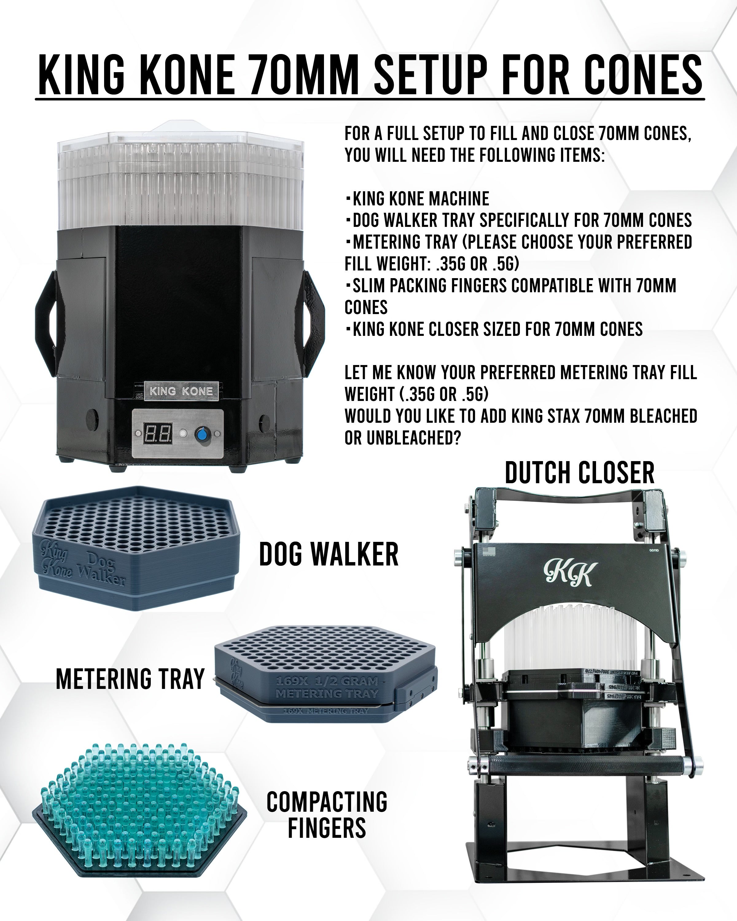 70mm Complete Cone Production Bundle — King Kone™ – King Kone USA