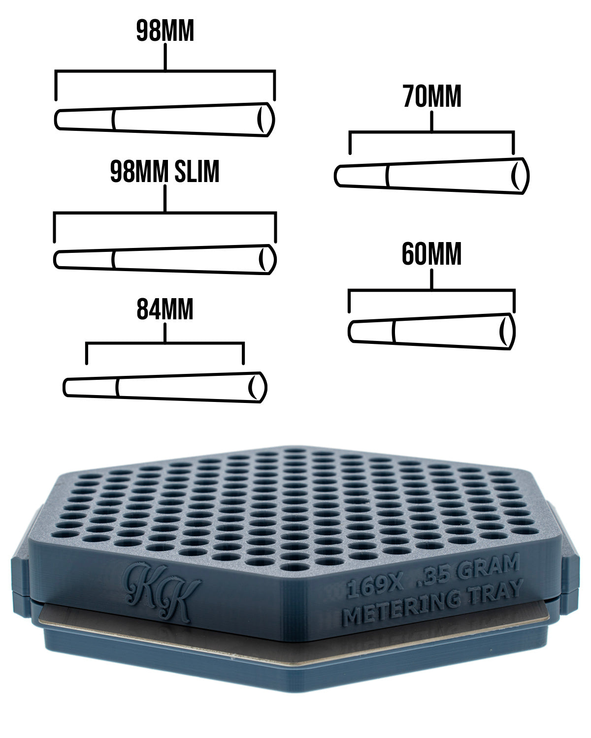 115X .35 Gram Metering Tray — sizing diagram