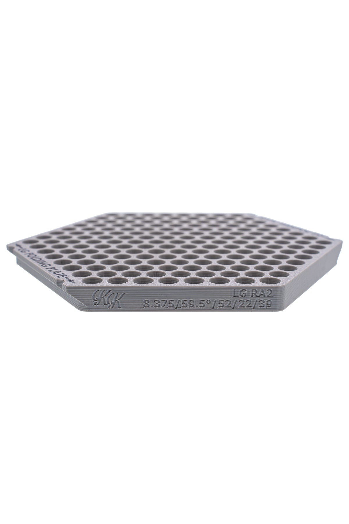 Low Elevated Front View. Shows the top openings, plate thickness, and front-edge markings.